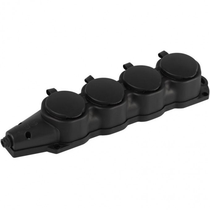 Колодка ЭРА Б0068394 KX-4e-B-IP44 каучуковая с заземлением 4 розетки 16A IP44 черный B0068394
