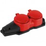 Колодка ЭРА Б0068443 KX-2e-RED-IP44 каучуковая с заземлением 2 розетки 16A IP44 красный B0068443