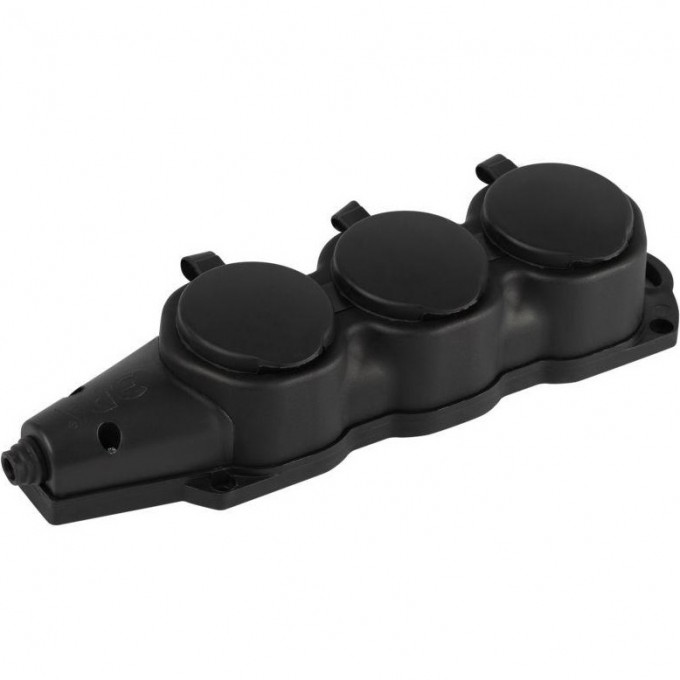 Колодка ЭРА Б0068453 KX-3e-B-IP44 каучуковая с заземлением 3 розетки 16A IP44 черный B0068453