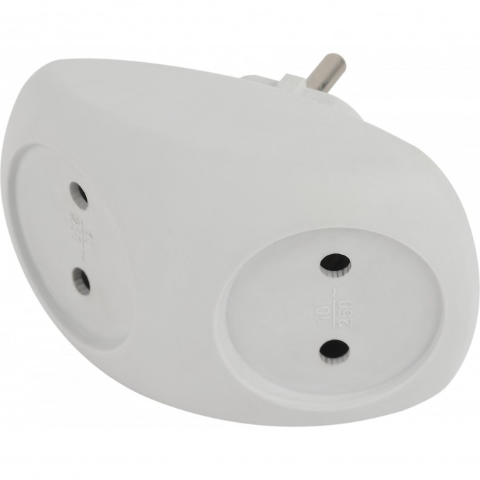 Разветвитель электрический ЭРА SPx-2-W на 2 розетки без заземления 10А белый B0053480