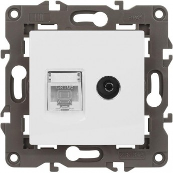 Розетка компьютерная + телевизионная 2-м ЭРА ELEGANCE 14-3110-01 RJ45 + TV IP20 белый