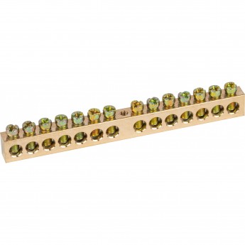 Шина ЭРА "земля-ноль" 8х12мм 14/1 крепеж по центру латунь