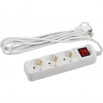 Удлинитель электрический ЭРА U-3es-5m-3x1,5 с заземлением с выключателем 3 розетки 5м ПВС 3x1,5мм2 16А